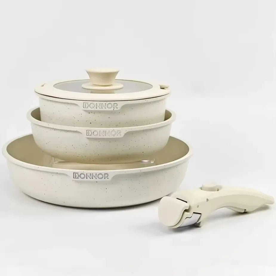 FlexiCook Removable Handle Pan Set – Smart Space-Saving Cookware for Modern Kitchens Megarb