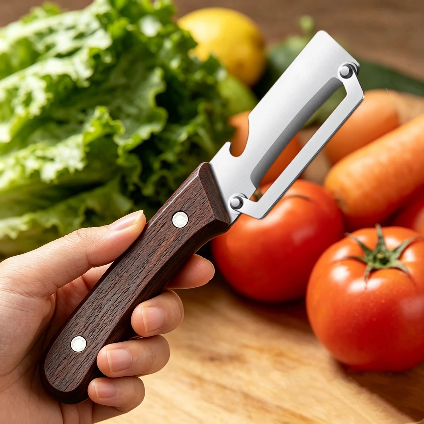 SmoothSlice Wooden Handle Peeler – Effortless Precision for Everyday Kitchen Perfection
