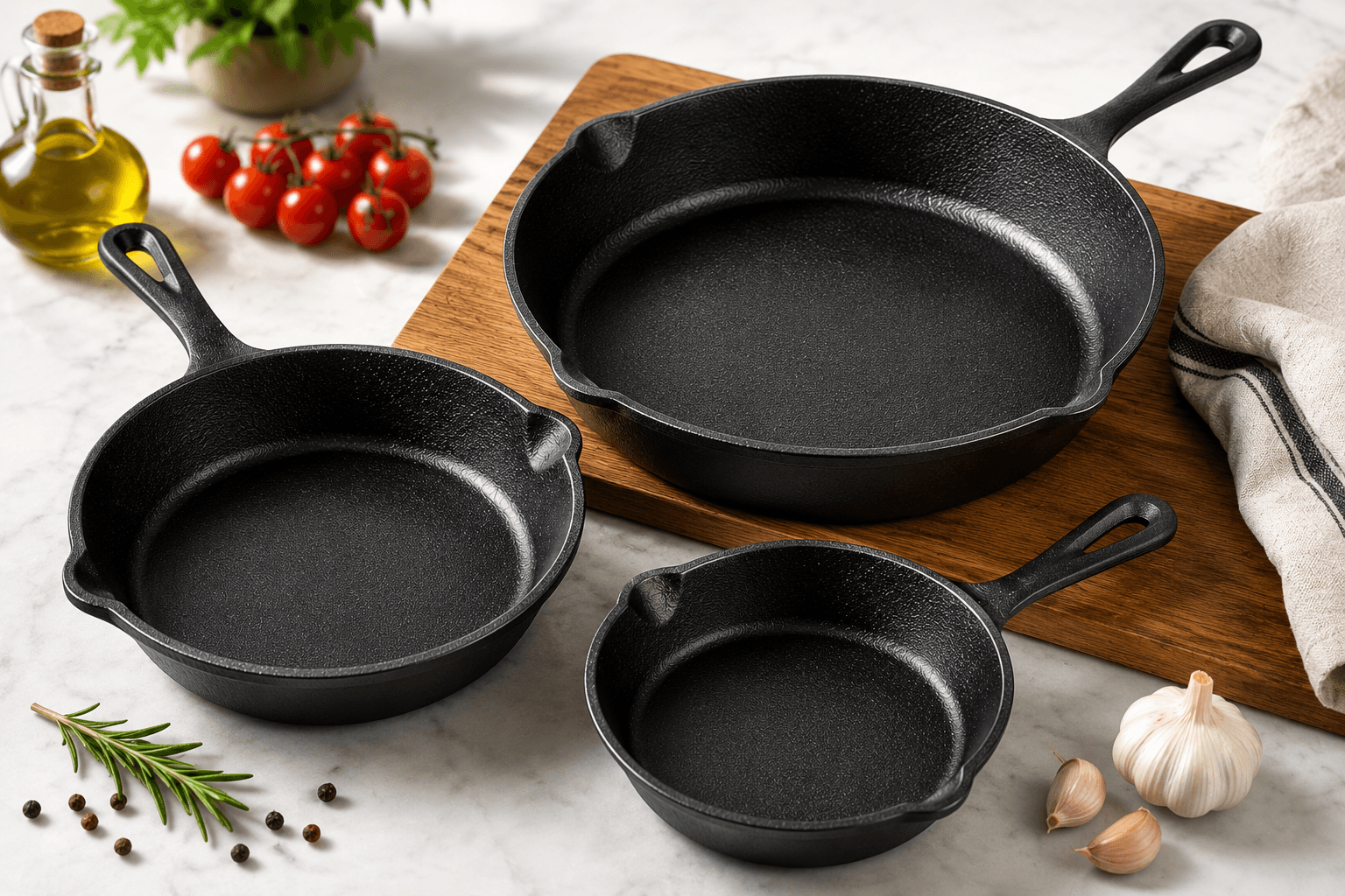 BlackForge™ Cast Iron Skillet Set