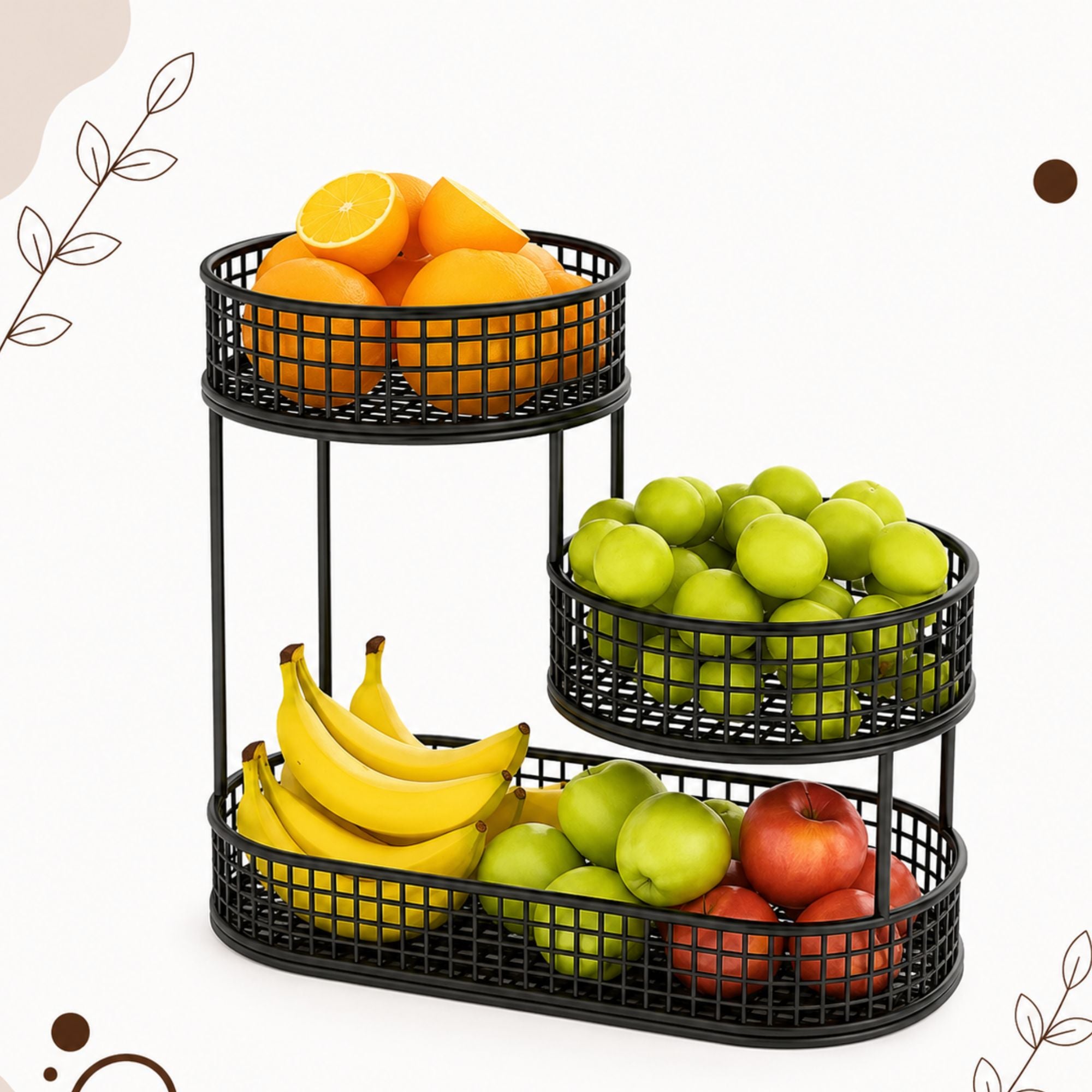 LuxeRound Stainless Steel Fruit Rack