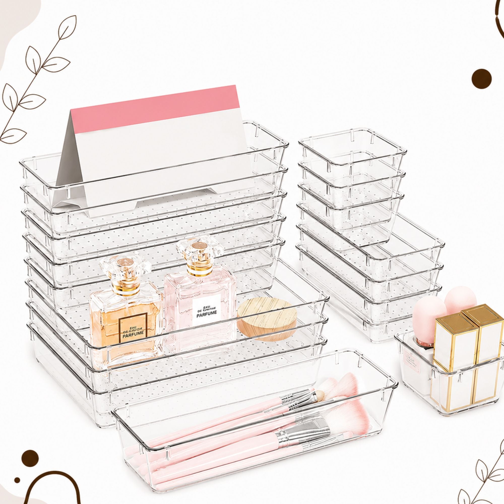 CrystalSort 25-Piece Drawer Organiser Set