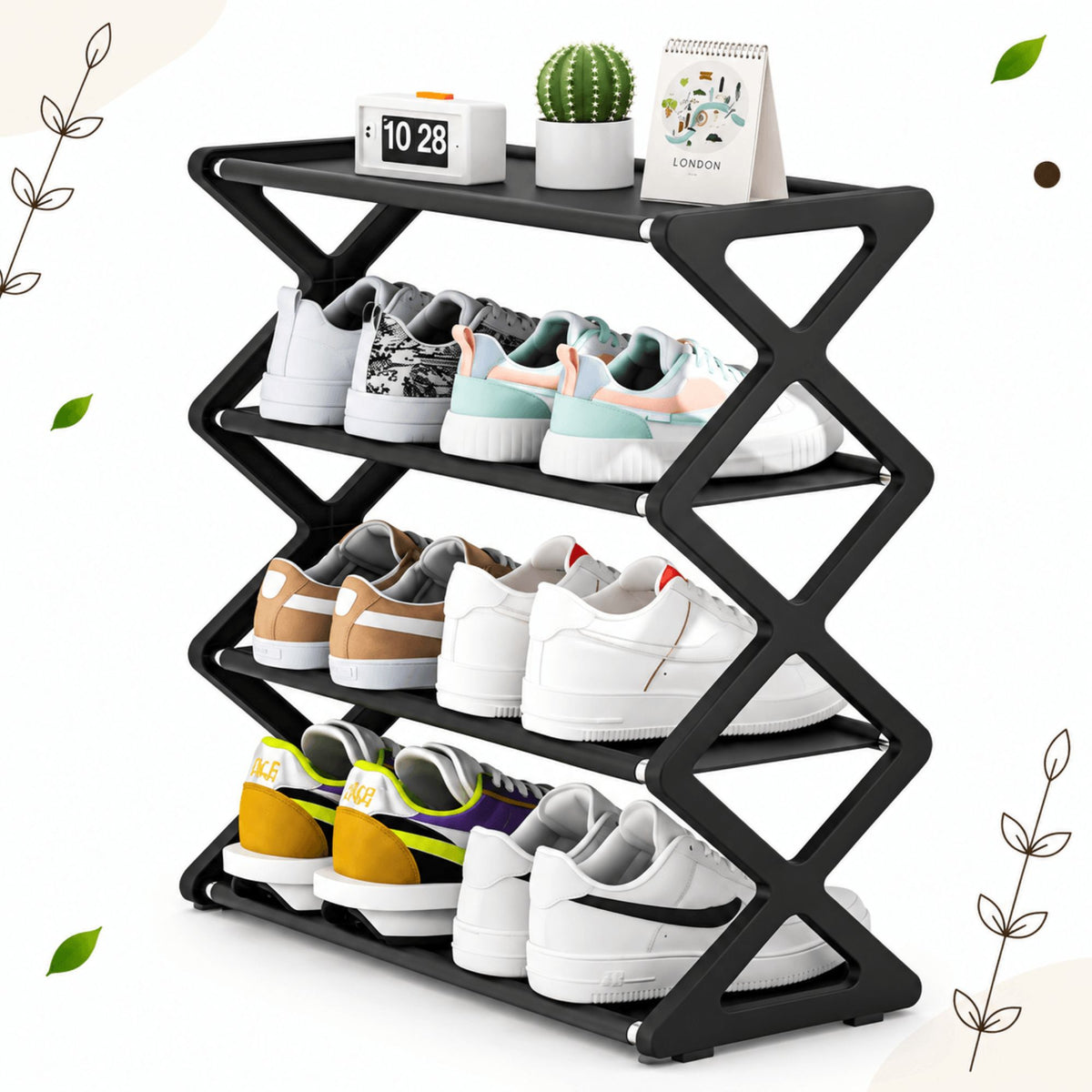 Sapateira ShoeFlex™ de 4 Níveis com Estrutura em X