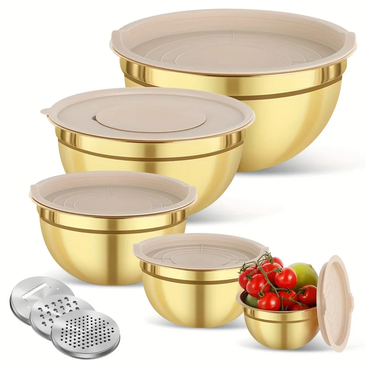 LuxeMix™ 10-Piece Gold Mixing Bowl Set