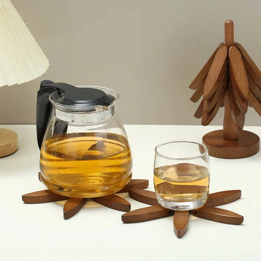 Dessous de plat résistant à la chaleur WoodBloom – Protection naturelle et design élégant en bois Description du produit :