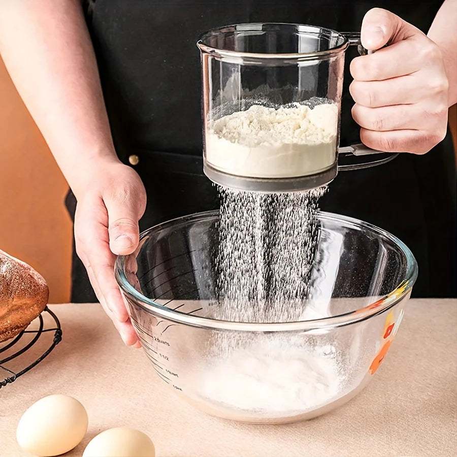 BakeFlow Hand-Press Flour Sieve – Light, Fluffy Perfection Every Time