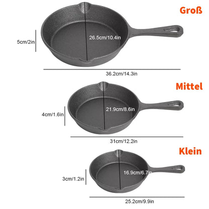 BlackForge 3-Piece Skillet Collection – Professional Cast Iron Cooking with Timeless Performance
