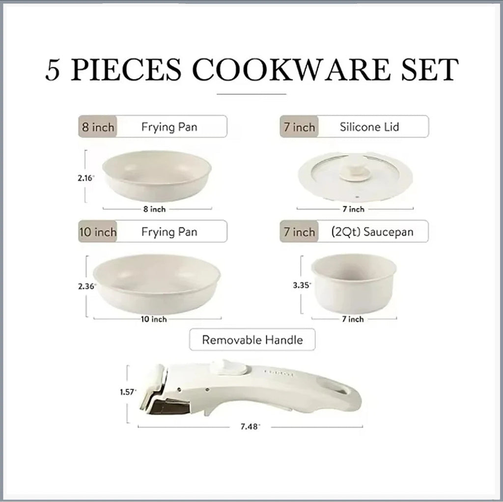 FlexiCook Removable Handle Pan Set – Smart Space-Saving Cookware for Modern Kitchens Megarb