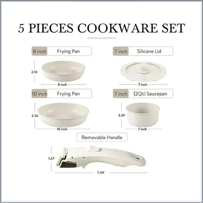 FlexiCook Removable Handle Pan Set – Smart Space-Saving Cookware for Modern Kitchens