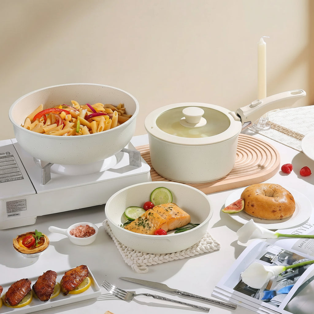 FlexiCook Removable Handle Pan Set – Smart Space-Saving Cookware for Modern Kitchens