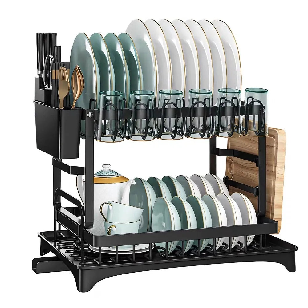 DishLuxe™ 2-Tier Dish Drying Rack