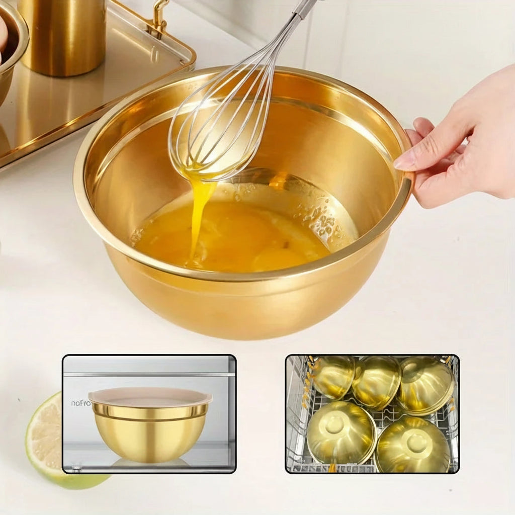 LuxeMix™ 10-Piece Gold Mixing Bowl Set