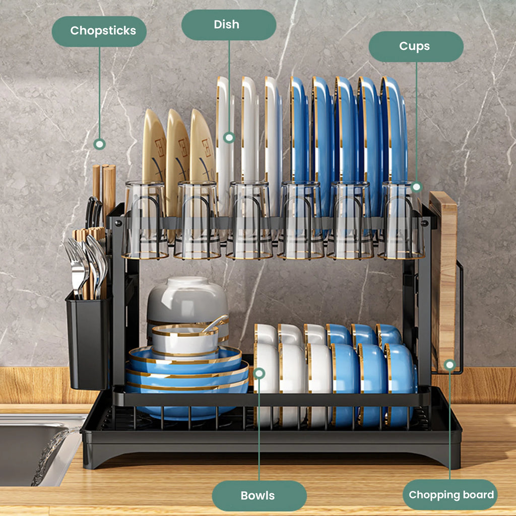 DishLuxe™ 2-Tier Dish Drying Rack