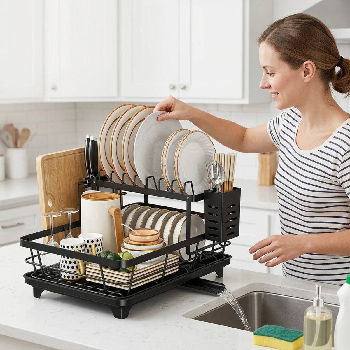 DishLuxe™ 2-Tier Dish Drying Rack