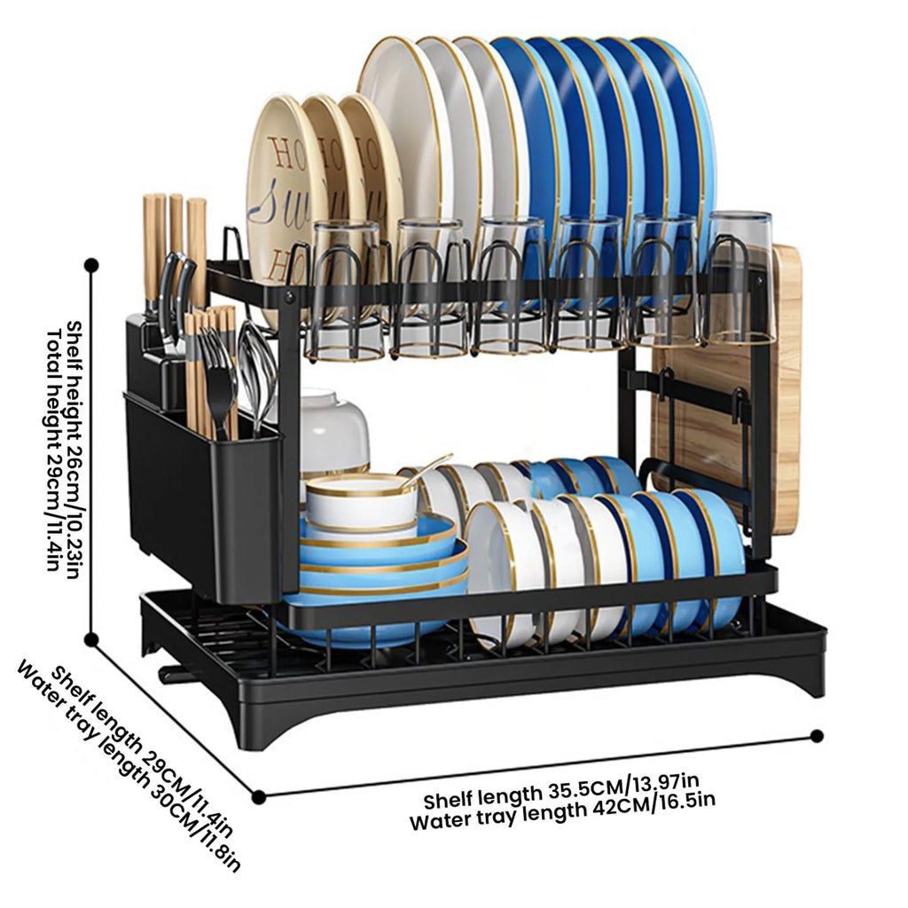 DishLuxe™ 2-Tier Dish Drying Rack