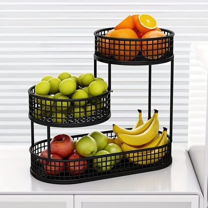 LuxeRound Stainless Steel Fruit Rack – Elegant Organisation for a Modern Kitchen