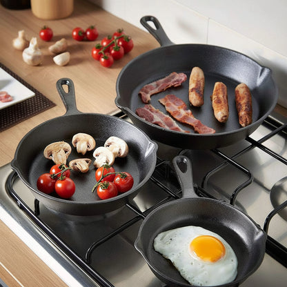 BlackForge 3-Piece Skillet Collection – Professional Cast Iron Cooking with Timeless Performance