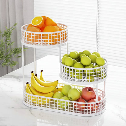 LuxeRound Stainless Steel Fruit Rack – Elegant Organisation for a Modern Kitchen
