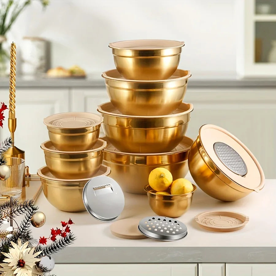 LuxeMix™ 10-Piece Gold Mixing Bowl Set