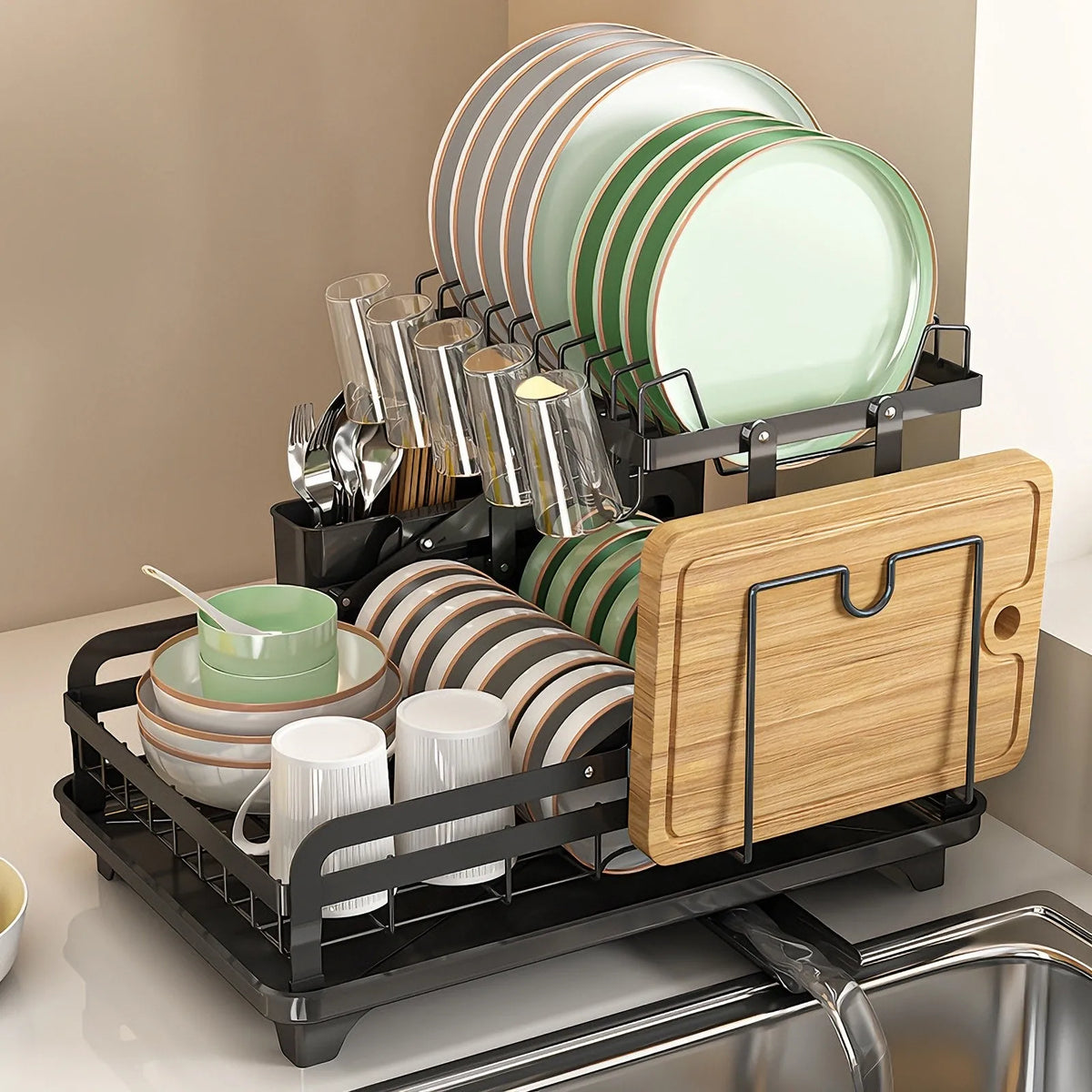 DishLuxe™ 2-Tier Dish Drying Rack
