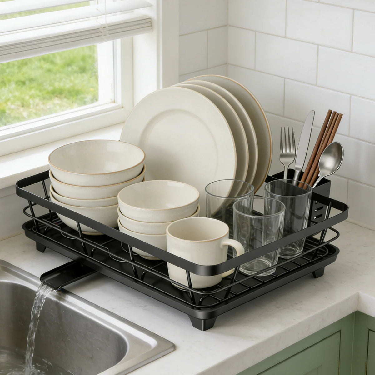 DishLuxe™ 2-Tier Dish Drying Rack