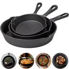 BlackForge 3-Piece Skillet Collection – Professional Cast Iron Cooking with Timeless Performance Megarb
