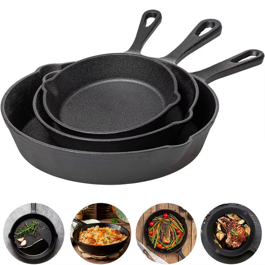BlackForge 3-Piece Skillet Collection – Professional Cast Iron Cooking with Timeless Performance