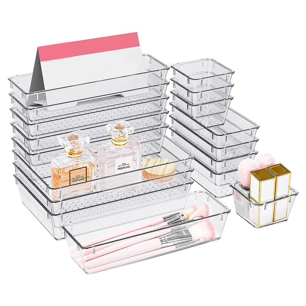 CrystalSort 25-Piece Drawer Organiser Set – Smart Organisation with Clear Modern Style