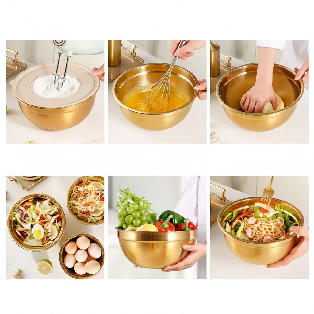 LuxeMix™ 10-Piece Gold Mixing Bowl Set
