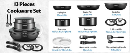 CeramiFlex Detachable Cookware Set – Smart Space-Saving Cooking with Premium Ceramic Performance