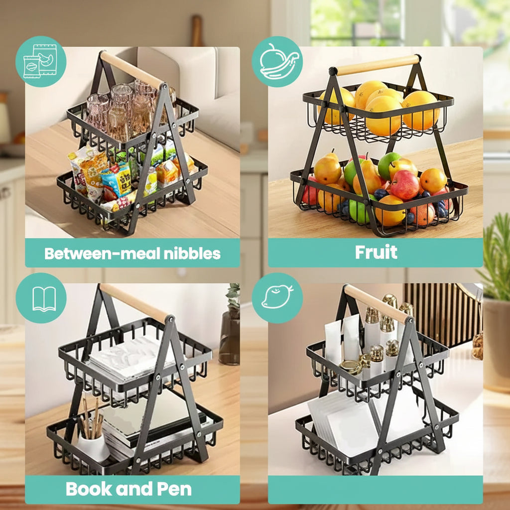 FreshStack 2-Tier Fruit Basket – Stylish Storage for a More Organised Kitchen