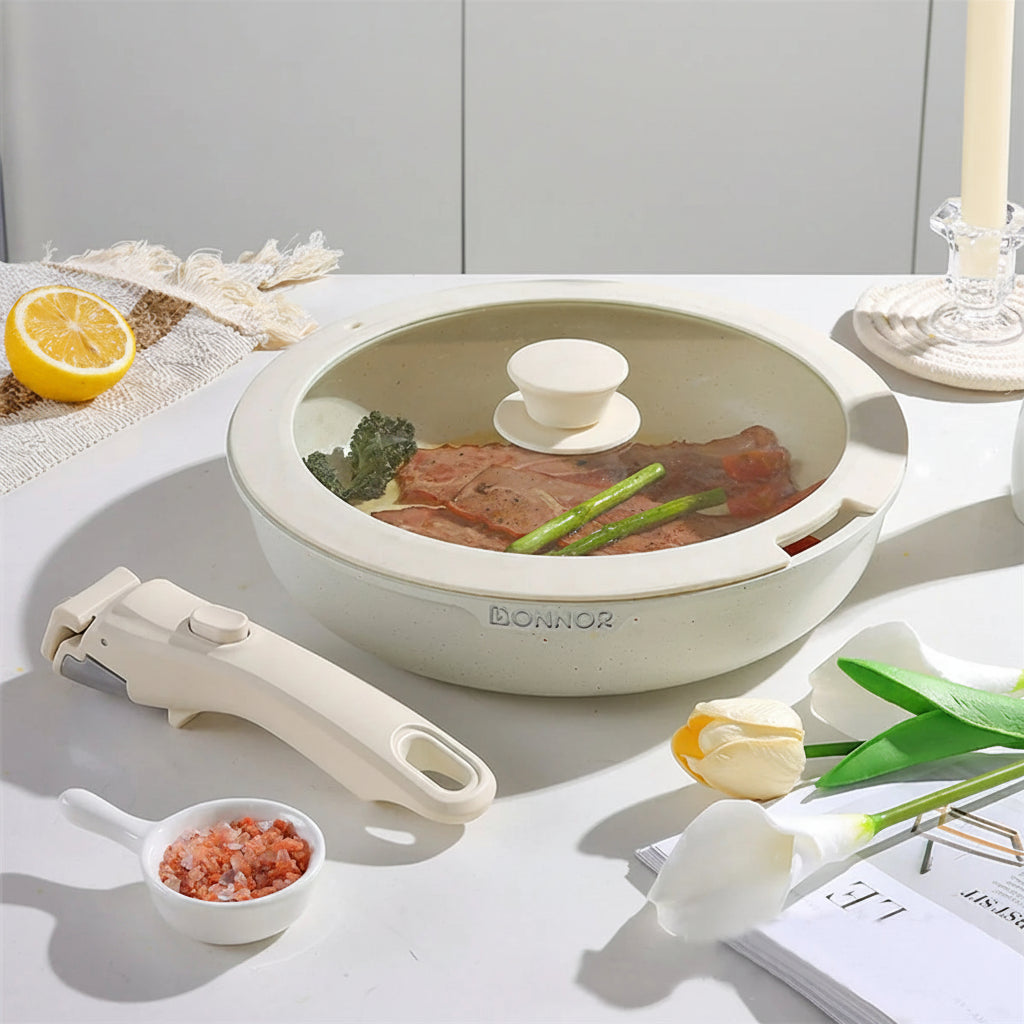 FlexiCook Removable Handle Pan Set – Smart Space-Saving Cookware for Modern Kitchens